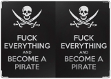 Обложка на паспорт с уголками, Fuck everything and become a pirate