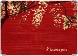 Обложка на паспорт с уголками, красная япония
