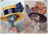 Обложка на паспорт с уголками, Кошки в шляпках