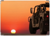 Обложка на автодокументы с уголками, джип в пустыне