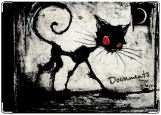 Обложка на автодокументы с уголками, Черный кот