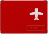 Обложка на паспорт с уголками, Самолет (красная)