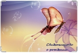 Обложка для свидетельства о рождении, бабочка
