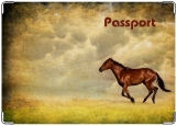 Обложка на паспорт с уголками, гнедой конь