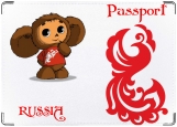 Обложка на паспорт с уголками, Чебурашка