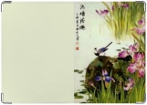 Обложка на паспорт с уголками, Японская живопись Сойка и Ирисы