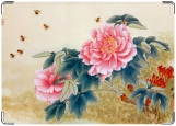 Обложка на паспорт с уголками, Японская живопись Пион и пчелы