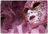 Обложка на паспорт с уголками, Венецианская маска розовая