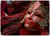 Обложка на паспорт с уголками, Венецианская маска красная