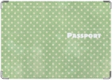Обложка на паспорт с уголками, Green polka dots