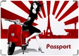 Обложка на паспорт с уголками, Lady&Bike