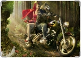 Обложка на автодокументы с уголками, Красная шапочка и волк.
