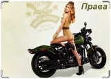 Обложка на автодокументы с уголками, Девушка на мотоцикле.