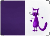 Обложка на паспорт с уголками, Фиолетовый кот