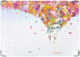 Обложка на паспорт с уголками, девушка с цветами на голове