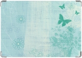 Обложка на паспорт с уголками, Бабочка на зеленом фоне