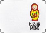 Обложка на паспорт с уголками, Russian Barbie Русская Барби