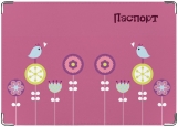 Обложка на паспорт с уголками, Птичка с сердечком )