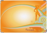 Обложка на паспорт с уголками, оранжевая девушка