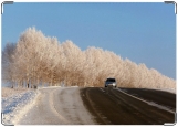 Обложка на автодокументы с уголками, зима дорога