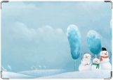 Обложка на автодокументы с уголками, семья снеговиков