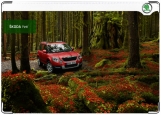 Обложка на автодокументы с уголками, Skoda Yeti в красном лесу