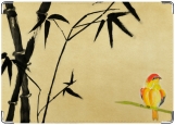 Обложка на паспорт с уголками, Птичка и бамбук