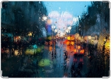 Обложка на автодокументы с уголками, Дождь Город Мокрое стекло