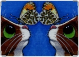 Обложка на паспорт с уголками, Котик c бабочкой