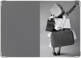 Обложка на паспорт с уголками, Девушка с чемоданами