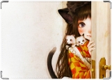 Обложка на паспорт с уголками, Девушка с котятами