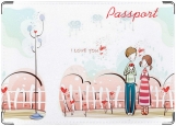 Обложка на паспорт с уголками, Девочка и мальчик