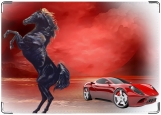 Обложка на автодокументы с уголками, огненный конь