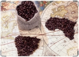 Обложка на паспорт с уголками, Карта мира + Кофе