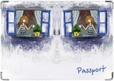 Обложка на паспорт с уголками, Девушка в окне