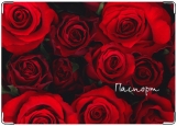 Обложка на паспорт с уголками, red roses