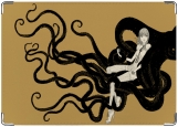 Обложка на автодокументы с уголками, Девушка и осьминог