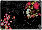 Обложка на автодокументы с уголками, Облик девушки, цветы