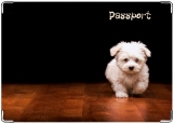 Обложка на паспорт с уголками, Белый щен