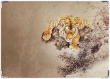 Обложка на паспорт с уголками, тигр