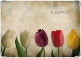 Обложка на паспорт с уголками, Тульпаны