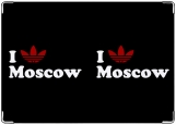 Обложка на паспорт с уголками, I love Moscow Black