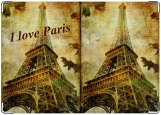 Обложка на паспорт с уголками, I love Paris