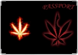 Обложка на паспорт с уголками, Канабис