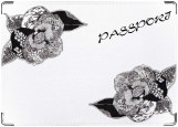 Обложка на паспорт с уголками, роза кружево